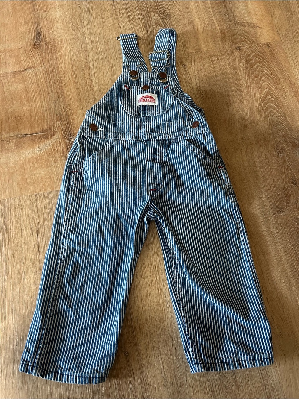 Blue Striped Kids' Overalls with Front Bib Pocket